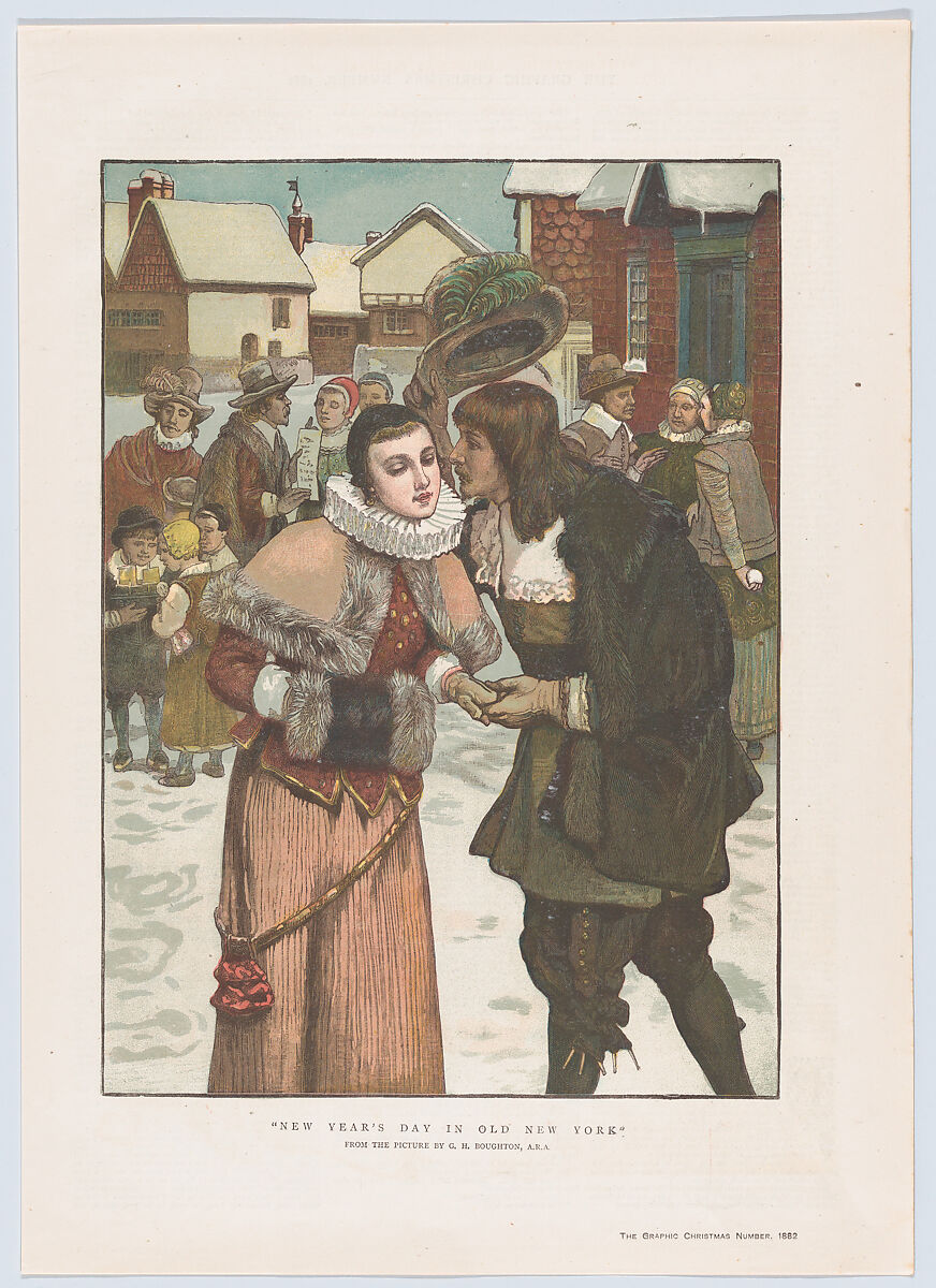 New Year's Day in Old New York, from "The Graphic" Christmas Number, After George Henry Boughton (British, Norwich 1833–1905 London), Color wood engraving 