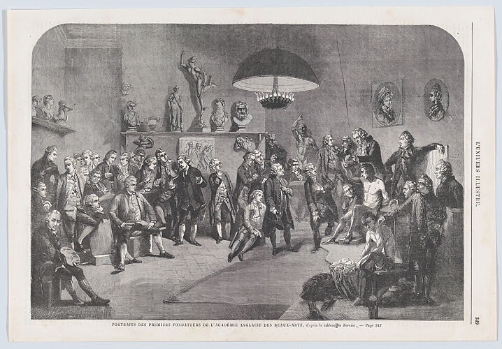 Portraits des premiers fondateurs de l'Académie Anglaise des Beaux-Arts (Portraits of the founding members of the Royal Academy of Arts, London), from 