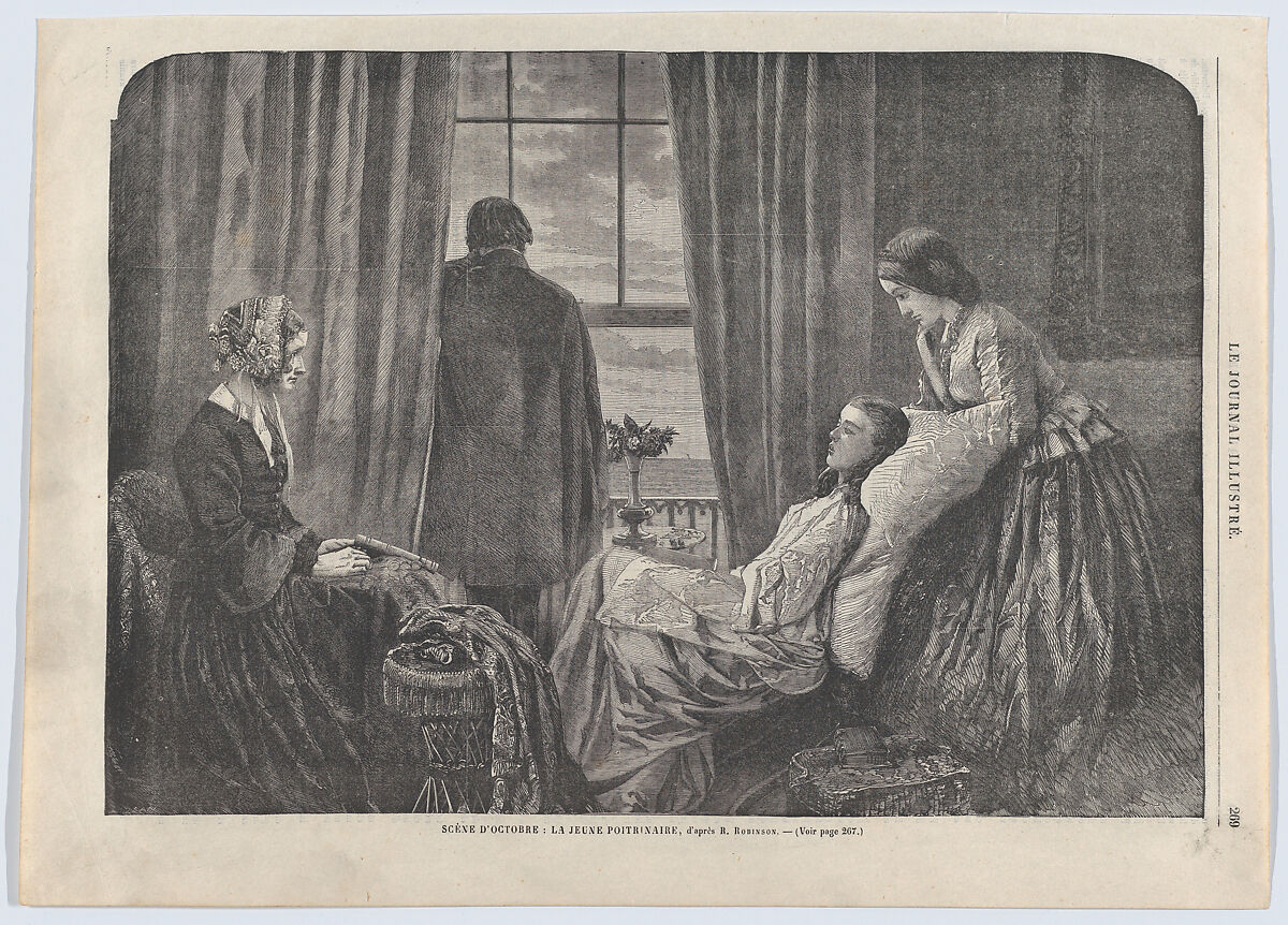 Scène d’Octobre: La jeune poitrinaire (An October Scene: The Young Consumptive), from "Le Journal Illustré" no. 34, After Henry Peach Robinson (British, Ludlow, Shropshire 1830–1901 Tunbridge Wells, Kent), Wood engraving 