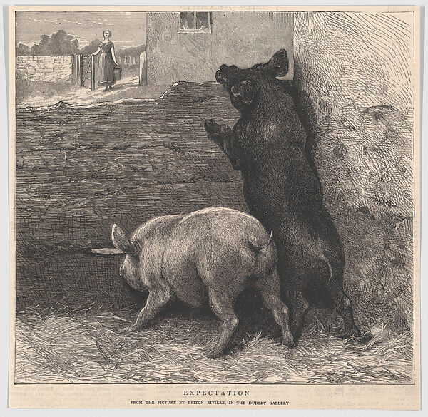 Expectation, from "The Graphic", After Briton Riviere (British, London 1840–1920 London), Wood engraving 