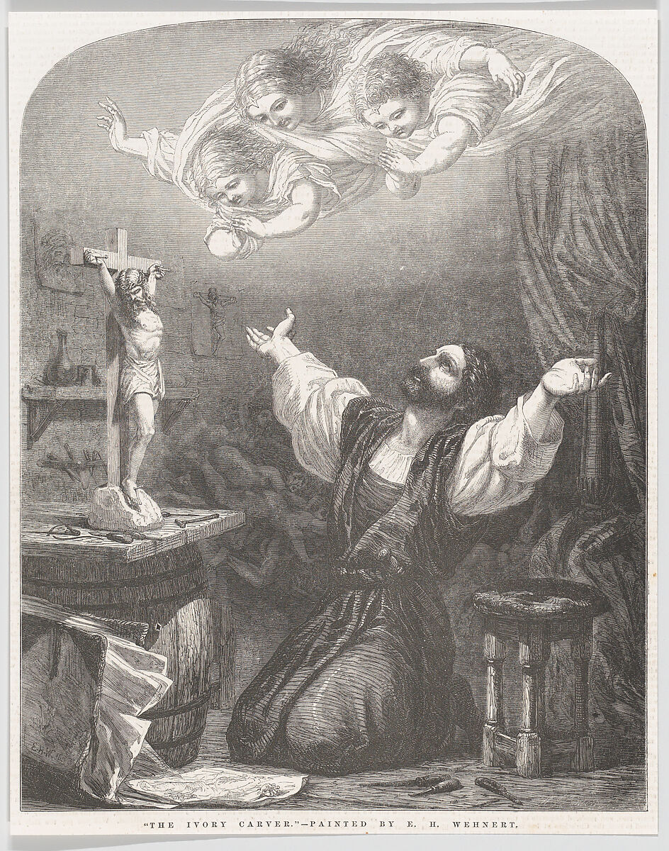 The Ivory Carver, from "Illustrated London News", William James Linton (British, London 1812–1897 New Haven, Connecticut), Wood engraving 