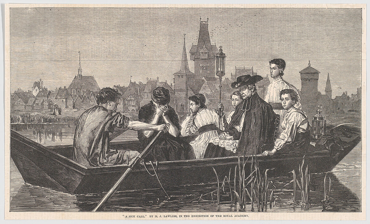 A Sick Call, from "Illustrated London News", Horace Harral (British, Ipswich 1817–1905 Hastings), Wood engraving 
