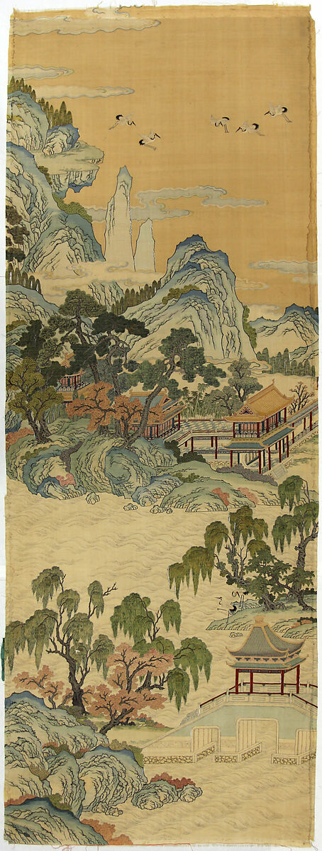 Mythical realm, Silk tapestry (kesi) with sections of hand-painted ink and color, China 