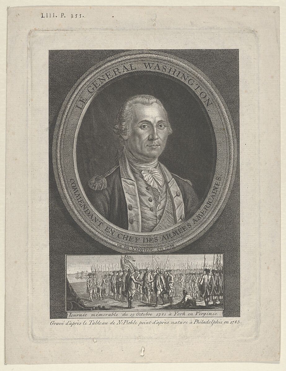 Le Général Washington, Commendant en Chef des Amées Americaines, né en Virginie en 1733, After Charles Willson Peale (American, Chester, Maryland 1741–1827 Philadelphia, Pennsylvania), Etching and engraving 