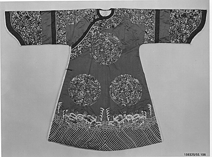 Woman's Eight Medallion Ceremonial Robe, Satin, silk, metallic thread, China 
