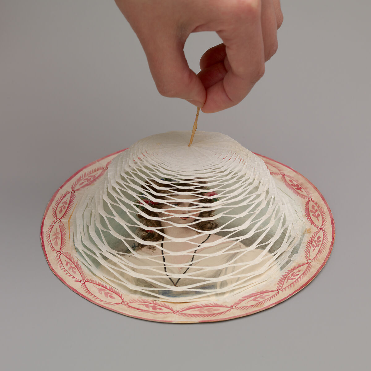 Cobweb Valentine, Anonymous  , American or British, 19th century, Watercolor, cut tissue on board