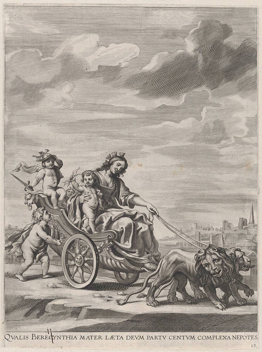 Plate 13: Cybele in her chariot, drawn by lions; from Guillielmus Becanus's 'Serenissimi Principis Ferdinandi, Hispaniarum Infantis...', Johannes Meursius (Flemish, active 1620–47), Engraving 