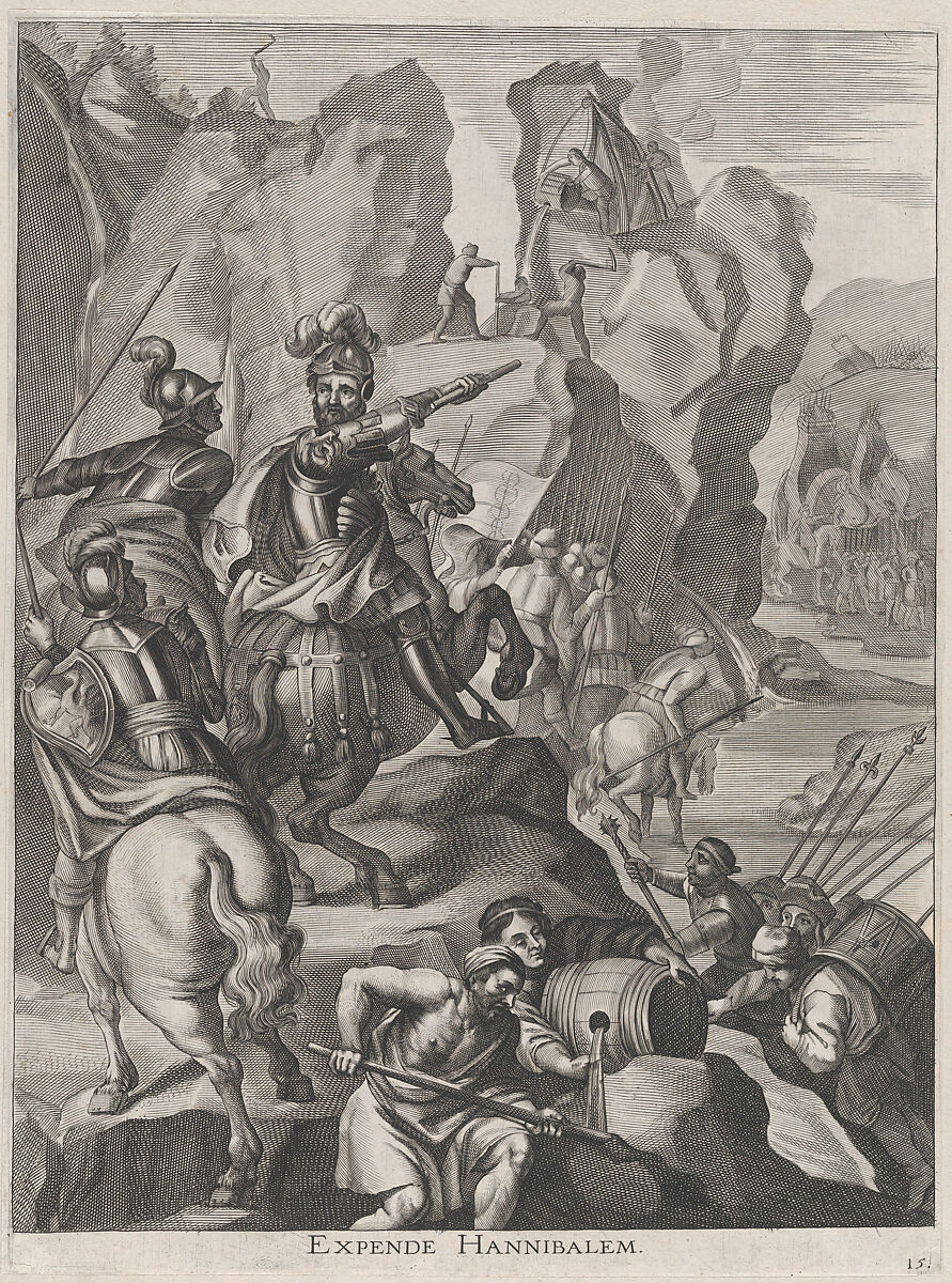 Plate 15: Ferdinand as Hannibal crossing the Alps; from Guillielmus Becanus's 'Serenissimi Principis Ferdinandi, Hispaniarum Infantis...', Johannes Meursius (Flemish, active 1620–47), Engraving 