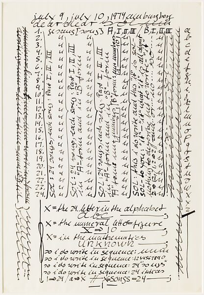 Letter (page 1), from the portfolio "Letter and Indices to 24 Songs", Hanne Darboven (German, Munich 1941–2009 Hamburg), Black ink on translucent vellum paper 