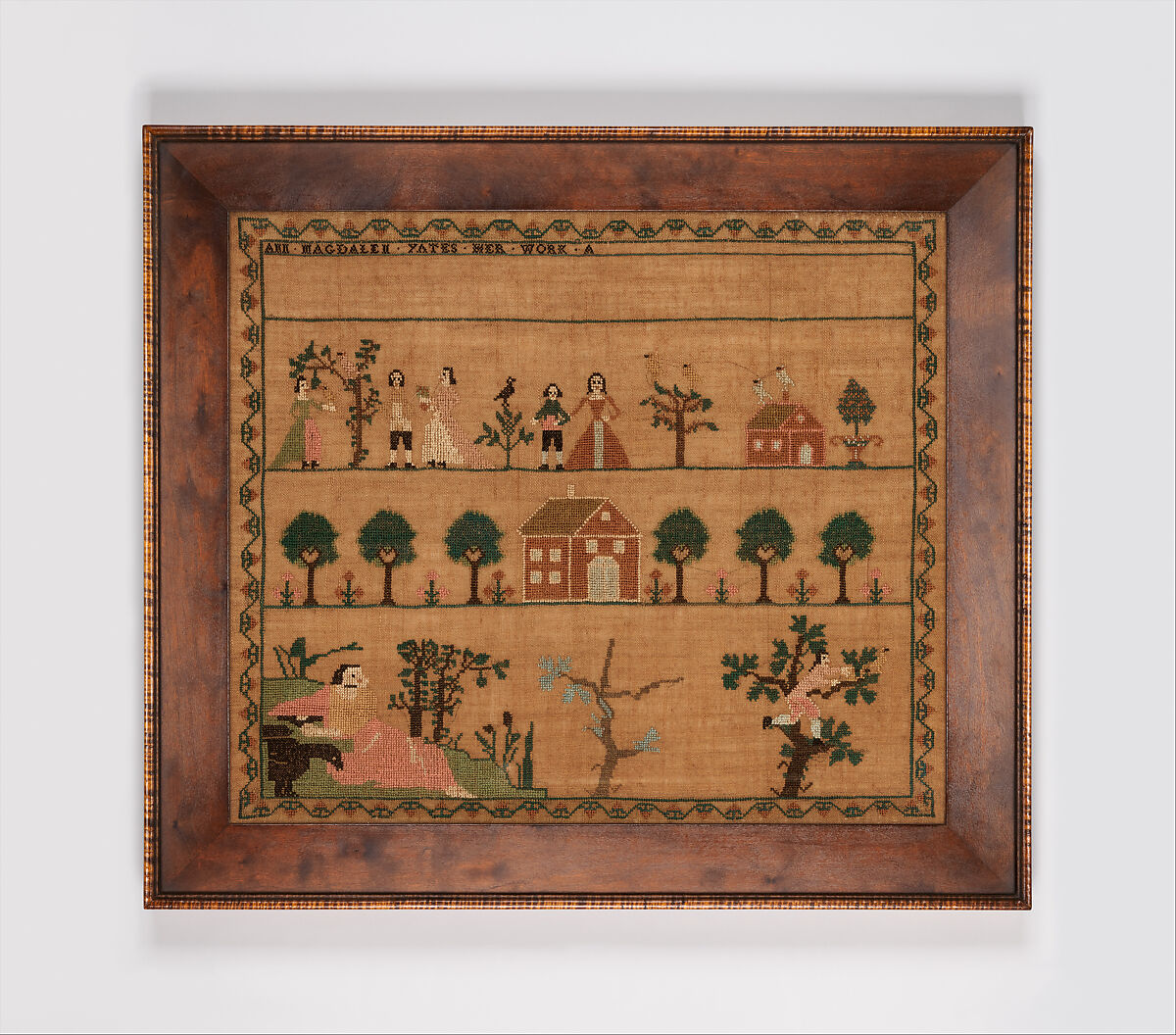 Biblical Sampler, Ann Magdalen Yates (American, born 1790), Silk embroidery on linen 