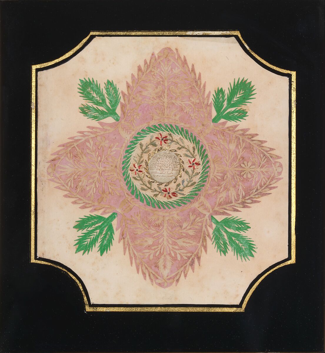 Cut-paper Card with The Lord's Prayer, Martha Anne Honeywell (American, Lempster, New Hampshire ca. 1787–1848), Cut-paper and pen 