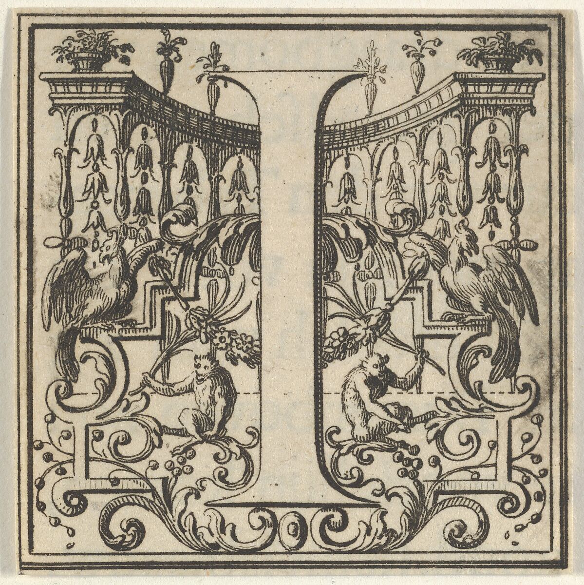 Roman Alphabet letter I with Louis XIV decoration, Bernard Picart (French, Paris 1673–1733 Amsterdam), Engraving 