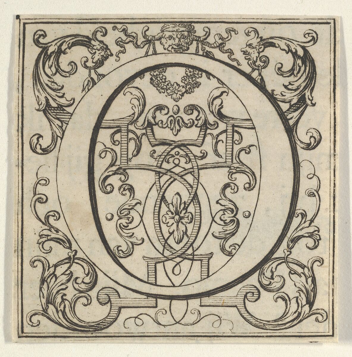 Roman Alphabet letter O with Louis XIV decoration, Bernard Picart (French, Paris 1673–1733 Amsterdam), Engraving 