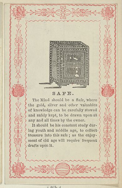 Safe, Anonymous, American, 19th century, Letterpress 