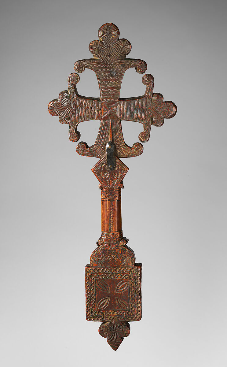 Yäʿğğ mäsqäl (hand cross), Northern Highlands artist, Wood, metal, Tigray region