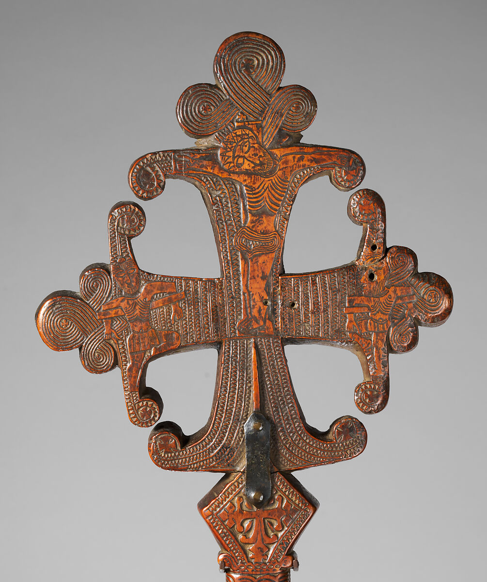 Yäʿğğ mäsqäl (hand cross), Northern Highlands artist, Wood, metal, Tigray region