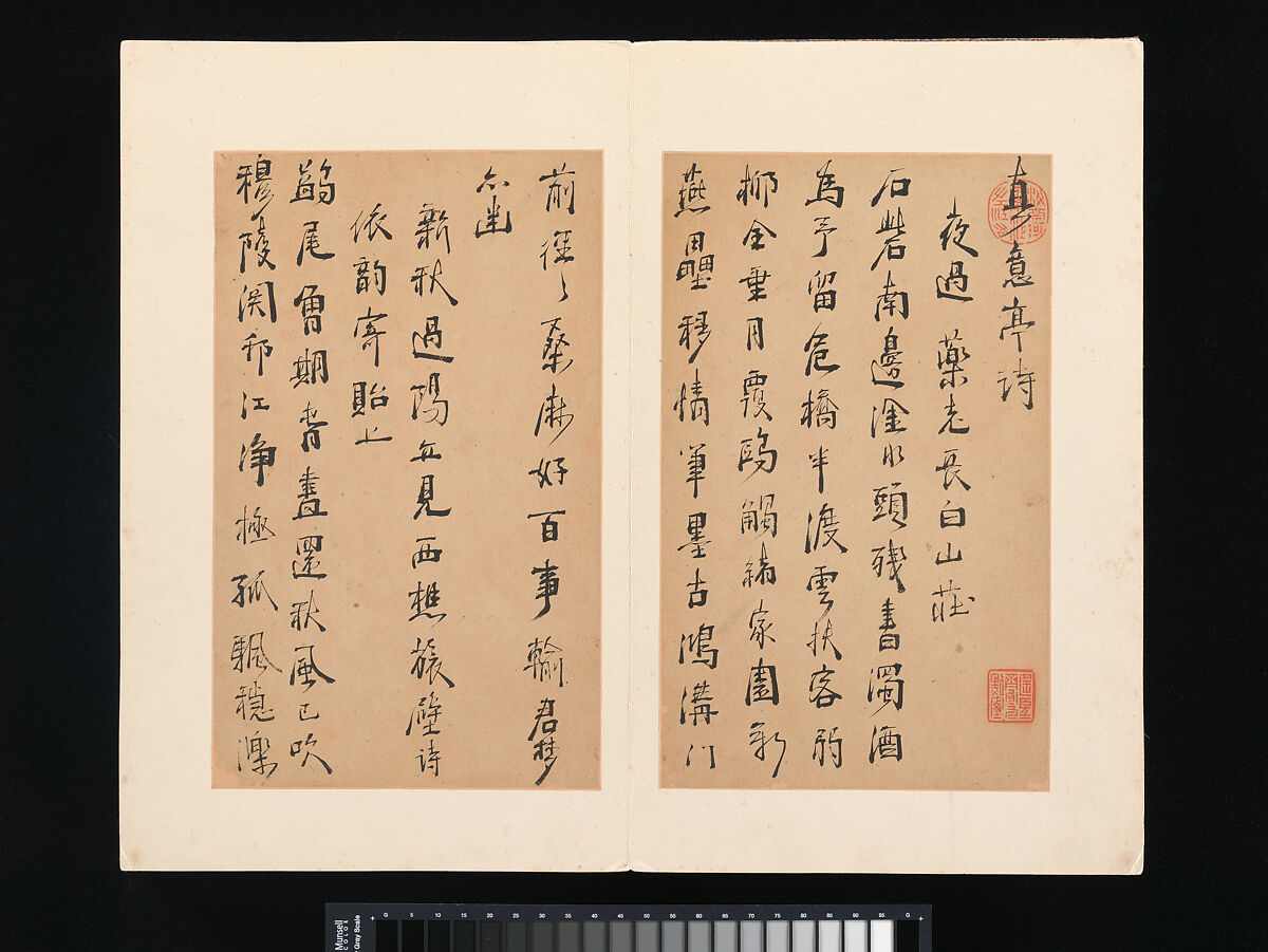 Poems from the Pavilion of Fundamental Truth (Zhenyi Ting), Zhou Lianggong (Chinese, 1612–1672), Album of twenty-eight leaves; ink on paper, China 