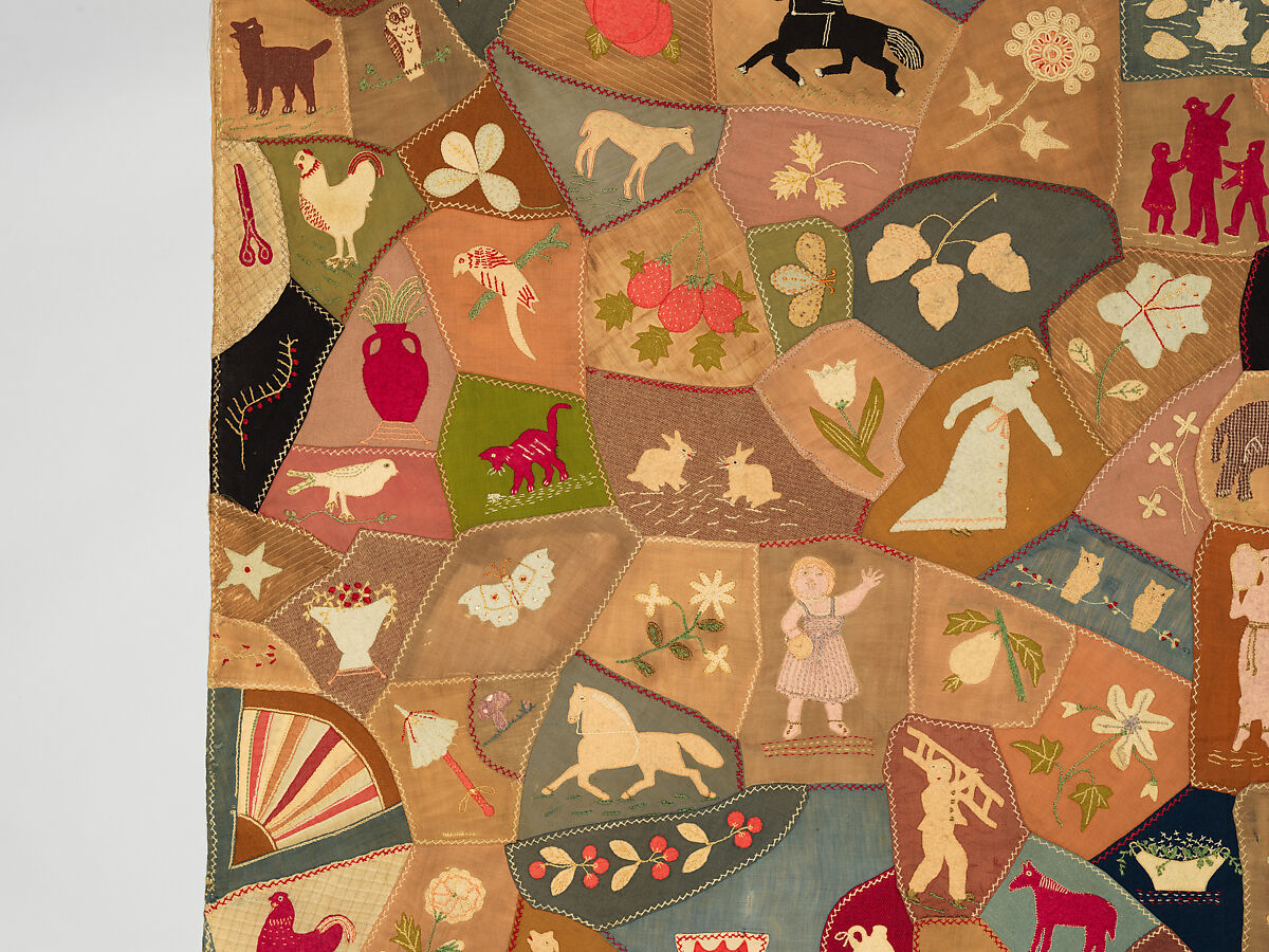 Crazy Quilt, Unknown, Wool with wool and silk embroidery, American