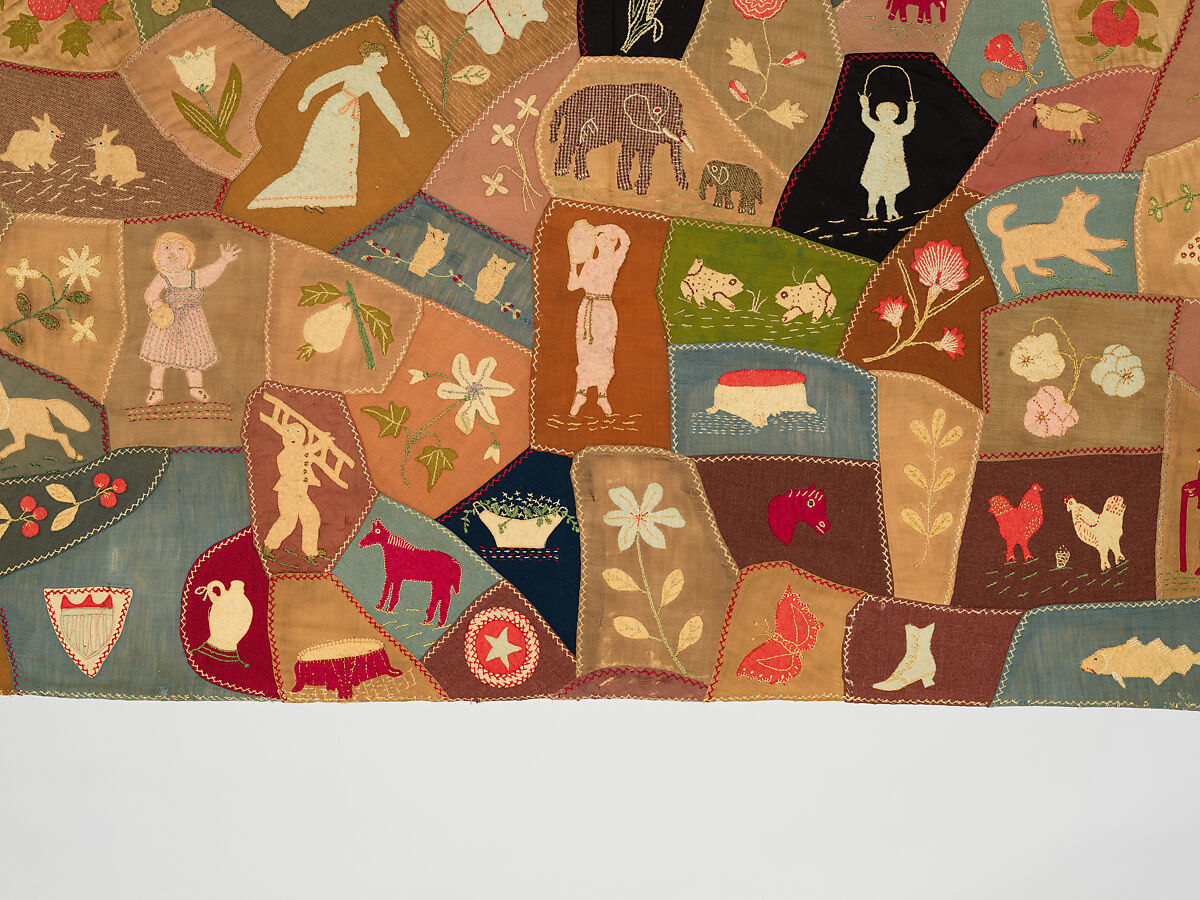 Crazy Quilt, Unknown, Wool with wool and silk embroidery, American