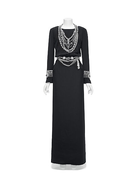 Dress, House of Chanel (French, founded 1910), silk, synthetic stones, metal, French