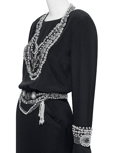 Dress, House of Chanel (French, founded 1910), silk, synthetic stones, metal, French