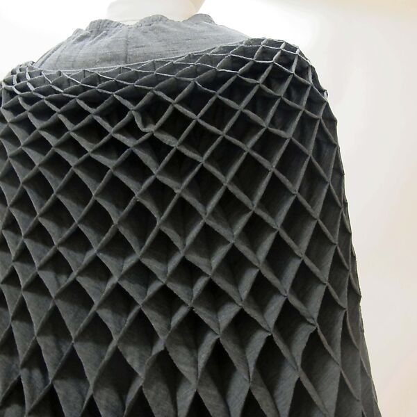 Ensemble, Junya Watanabe (Japanese, born 1961), wool, polyester, plastic (polyurethane, polyvinyl chloride), nylon, cotton, mother-of-pearl, Japanese