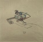 Ploczek House, Warren NJ, Plan Study, Michael Graves  American, Pen and black ink and colored pencils on tracing paper