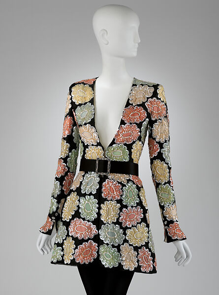 Jacket, House of Chanel (French, founded 1910), silk, glass, metal, French 