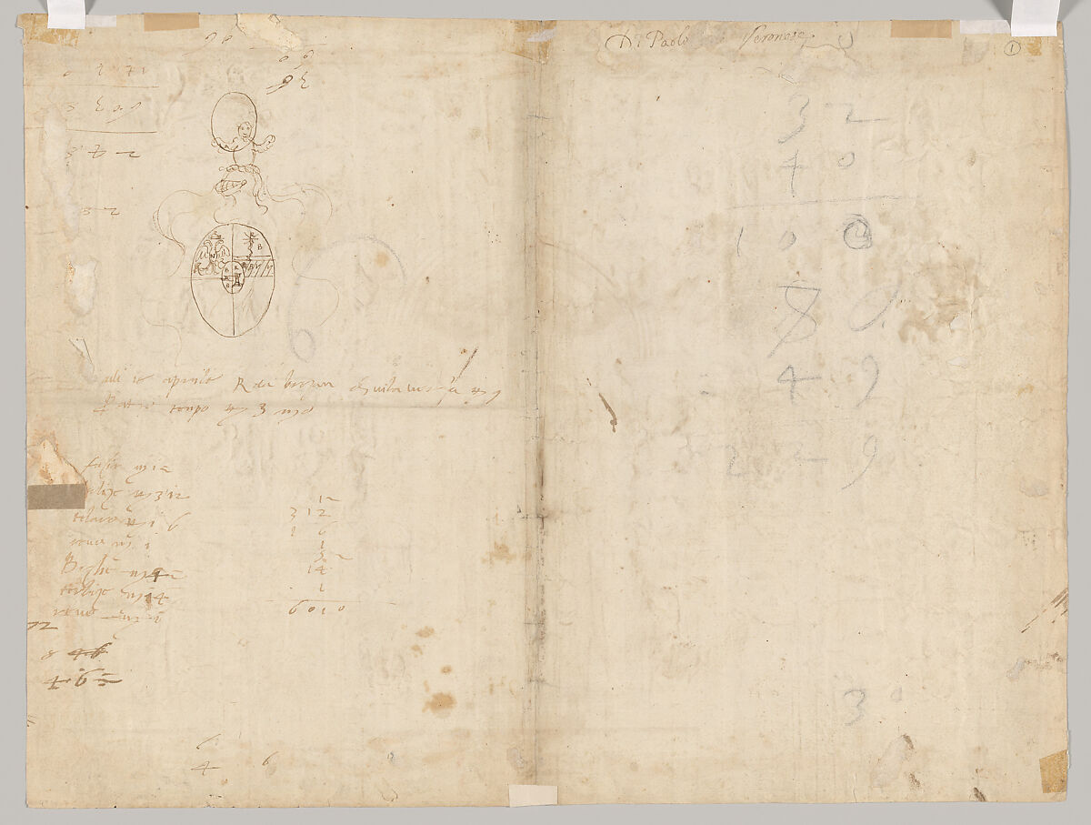 Design for the Decoration of a Palace Wall (Veronese Palazzo?), Circle of Alessandro Vittoria (Alessandro Vittoria di Vigilio della Volpa) (Italian, 1525–1608), Pen and brown ink, brush and brown wash, over black chalk