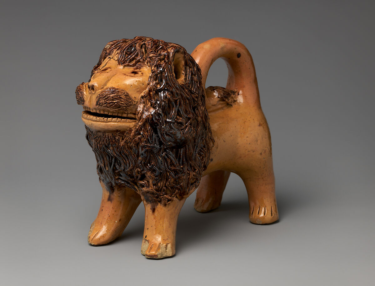 Figure of a Lion, Probably John Bell (American, Hagerstown, Maryland 1800–1880 Waynesboro, Pennsylvania), Earthenware, American