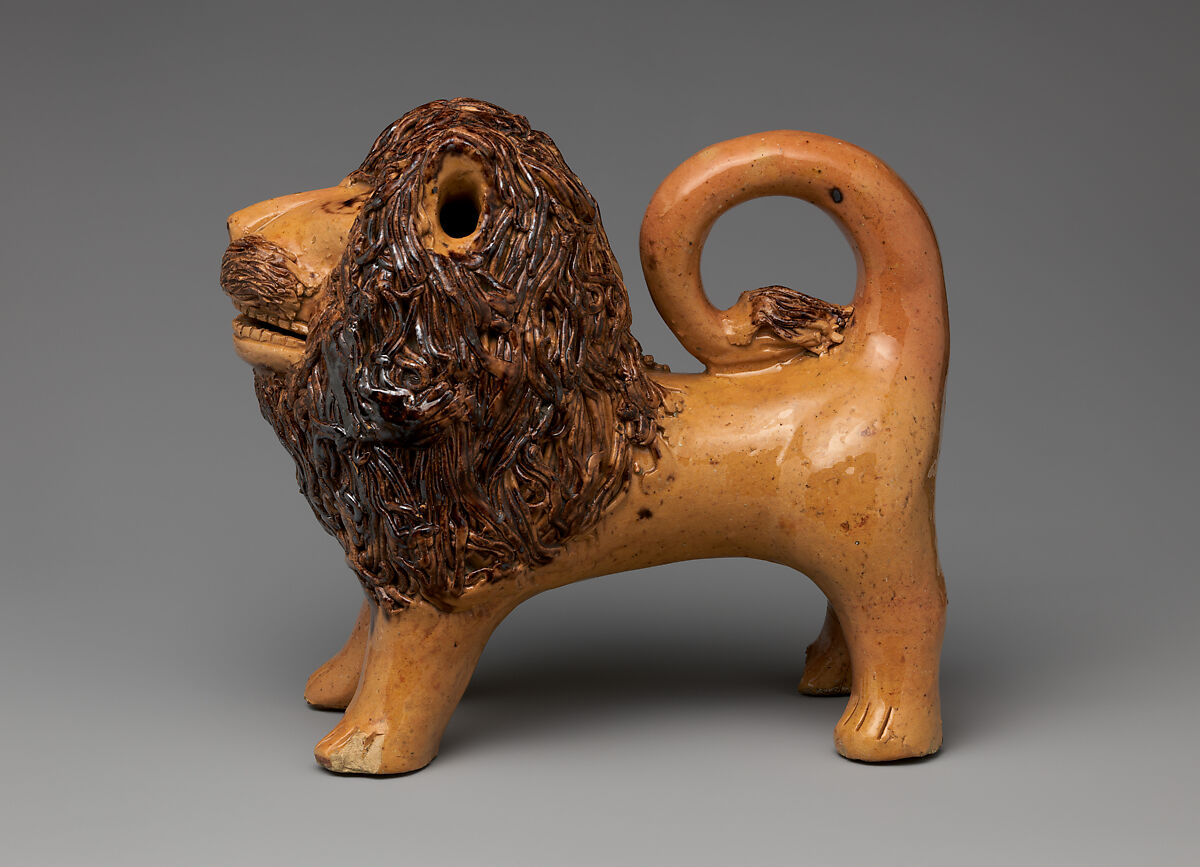 Figure of a Lion, Probably John Bell (American, Hagerstown, Maryland 1800–1880 Waynesboro, Pennsylvania), Earthenware, American