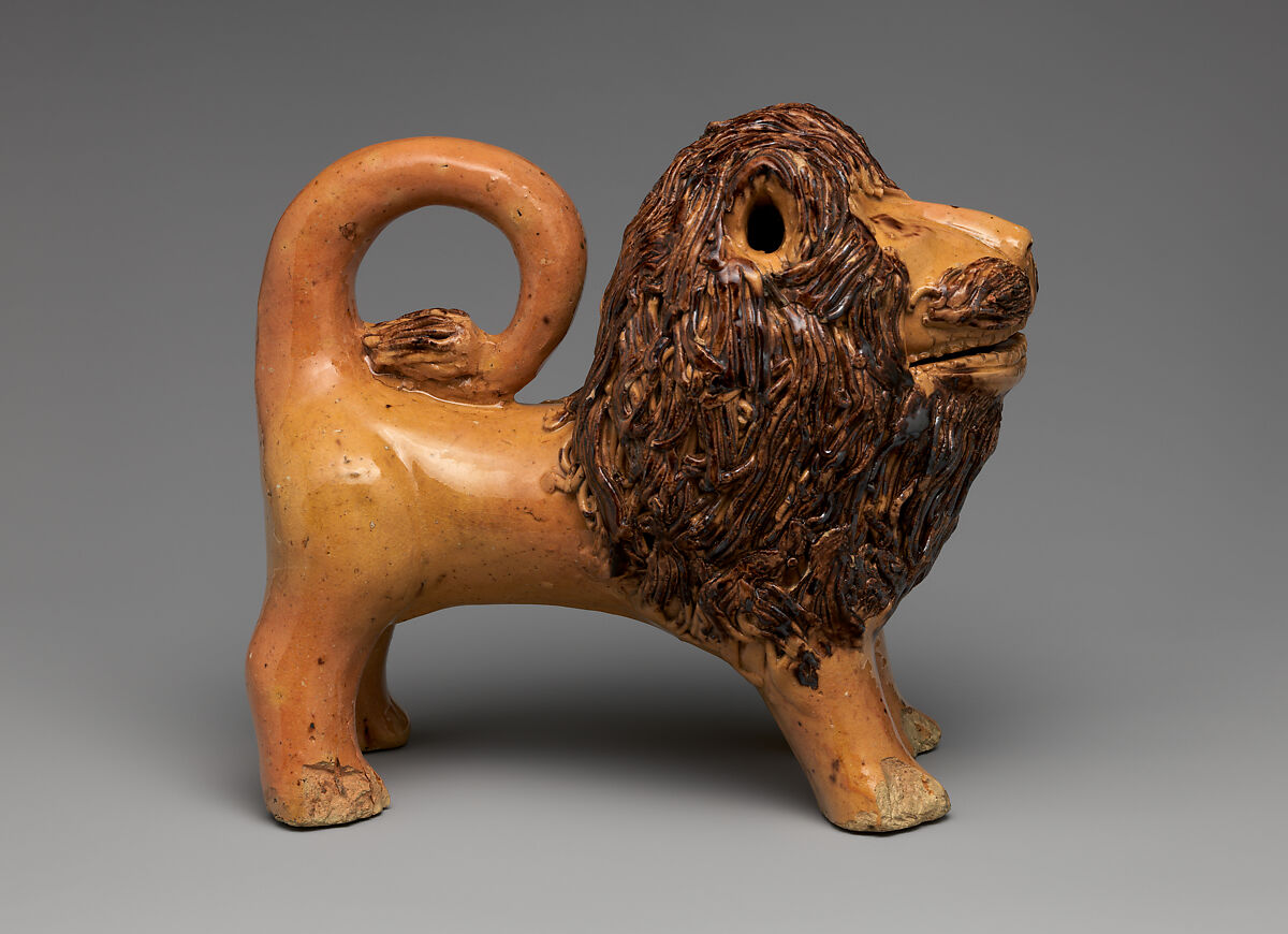 Figure of a Lion, Probably John Bell (American, Hagerstown, Maryland 1800–1880 Waynesboro, Pennsylvania), Earthenware, American