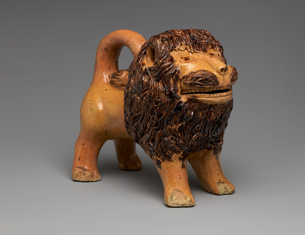 Figure of a Lion, Probably John Bell (American, Hagerstown, Maryland 1800–1880 Waynesboro, Pennsylvania), Earthenware, American 