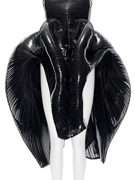 Dress, Iris van Herpen (Dutch, founded 2007), plastic (polyvinyl chloride), silk, metal, Dutch