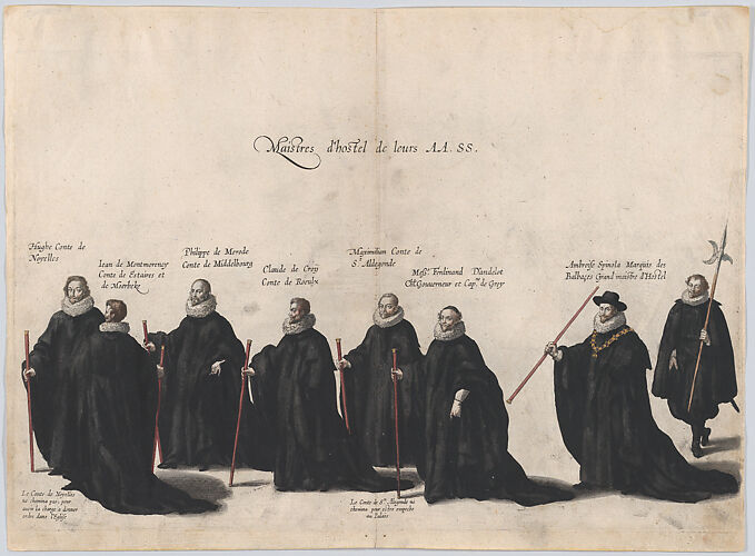 Plate 53: Eight figures marching in the funeral procession of Archduke Albert of Austria; from 'Pompa Funebris ... Alberti Pii'
