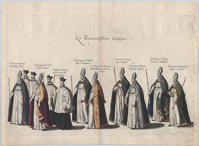 Plate 12: Members of the clergy marching in the funeral procession of Archduke Albert of Austria; from 'Pompa Funebris ... Alberti Pii'