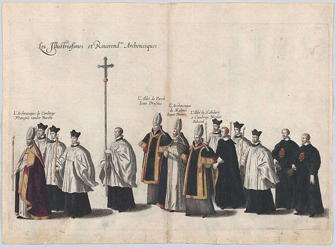Plate 13: Members of the clergy marching in the funeral procession of Archduke Albert of Austria; from 'Pompa Funebris ... Alberti Pii'