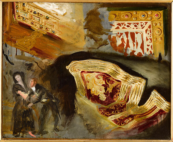 Studies of Bindings, an Oriental Jacket, and Figures after Goya, Eugène Delacroix (French, Charenton-Saint-Maurice 1798–1863 Paris), Oil on canvas 