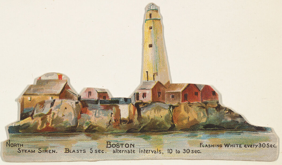 Boston, from the Lighthouses series (N119) issued by Duke Sons & Co. to promote Honest Long Cut Tobacco, Issued by W. Duke, Sons &amp; Co. (New York and Durham, N.C.), Commercial color lithograph 