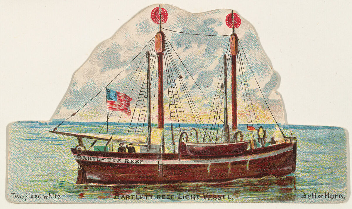 Bartlett Reef Light Vessel, from the Lighthouses series (N119) issued by Duke Sons & Co. to promote Honest Long Cut Tobacco, Issued by W. Duke, Sons &amp; Co. (New York and Durham, N.C.), Commercial color lithograph 