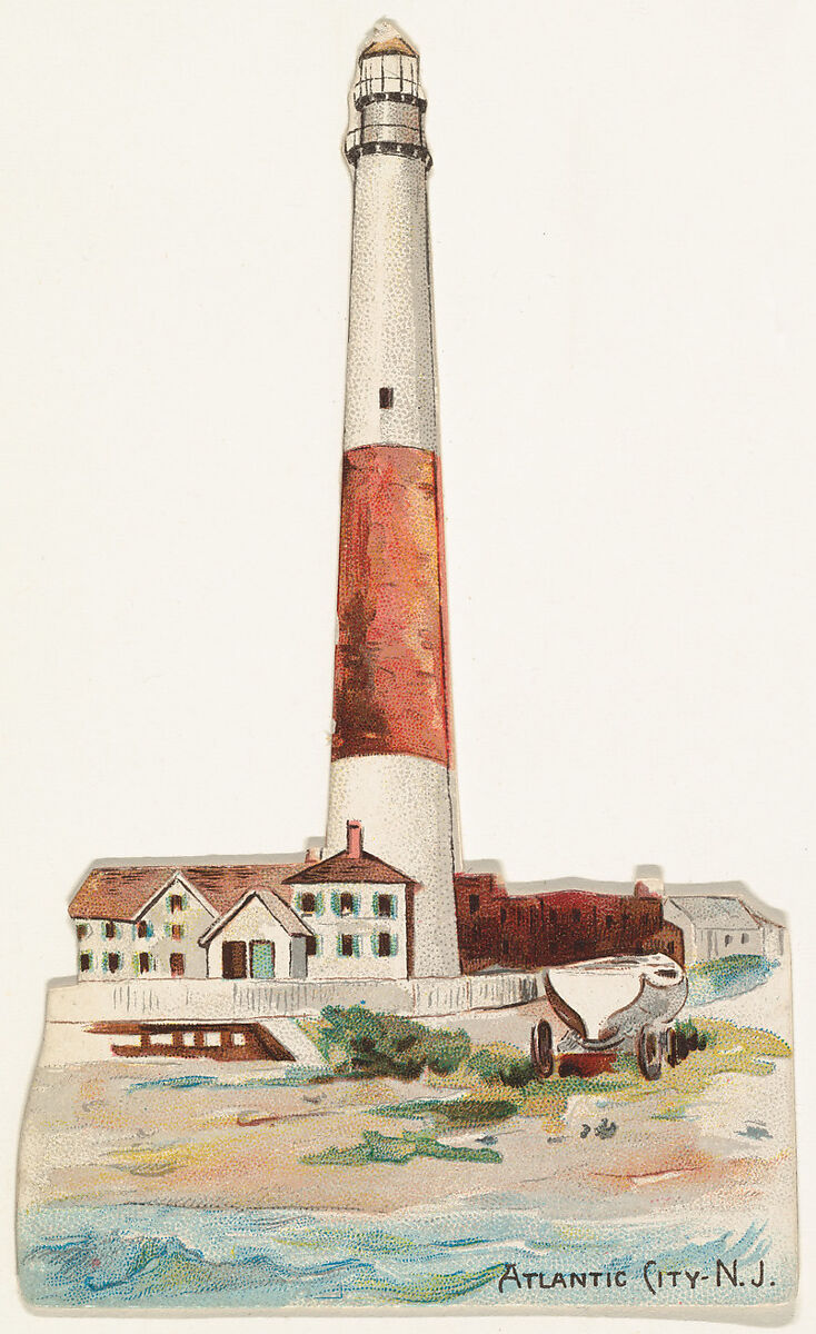 Atlantic City, New Jersey, from the Lighthouses series (N119) issued by Duke Sons & Co. to promote Honest Long Cut Tobacco, Issued by W. Duke, Sons &amp; Co. (New York and Durham, N.C.), Commercial color lithograph 