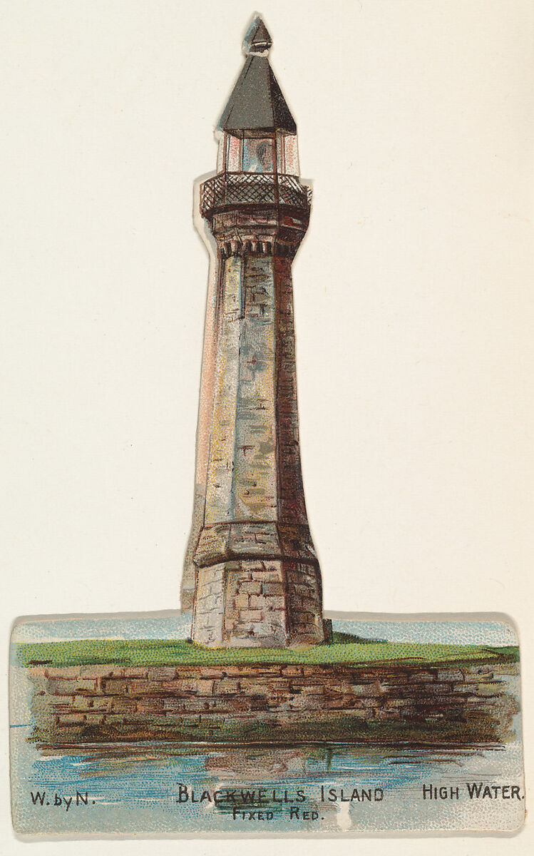 Blackwells Island, from the Lighthouses series (N119) issued by Duke Sons & Co. to promote Honest Long Cut Tobacco, Issued by W. Duke, Sons &amp; Co. (New York and Durham, N.C.), Commercial color lithograph 