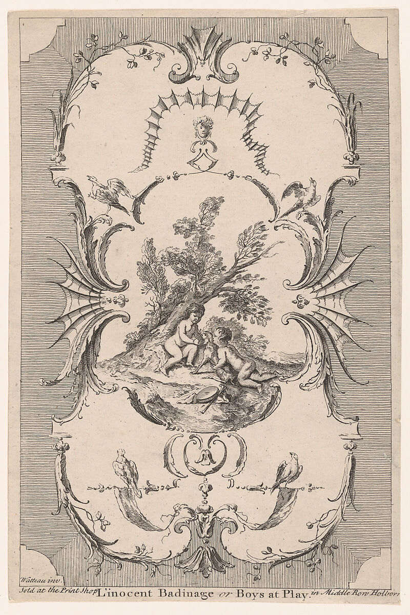 Design for Wallpaper "L'Innocent Badinage, or Boys at Play", Paul Sandby (British, baptized Nottingham 1731–1809 London), Etching 