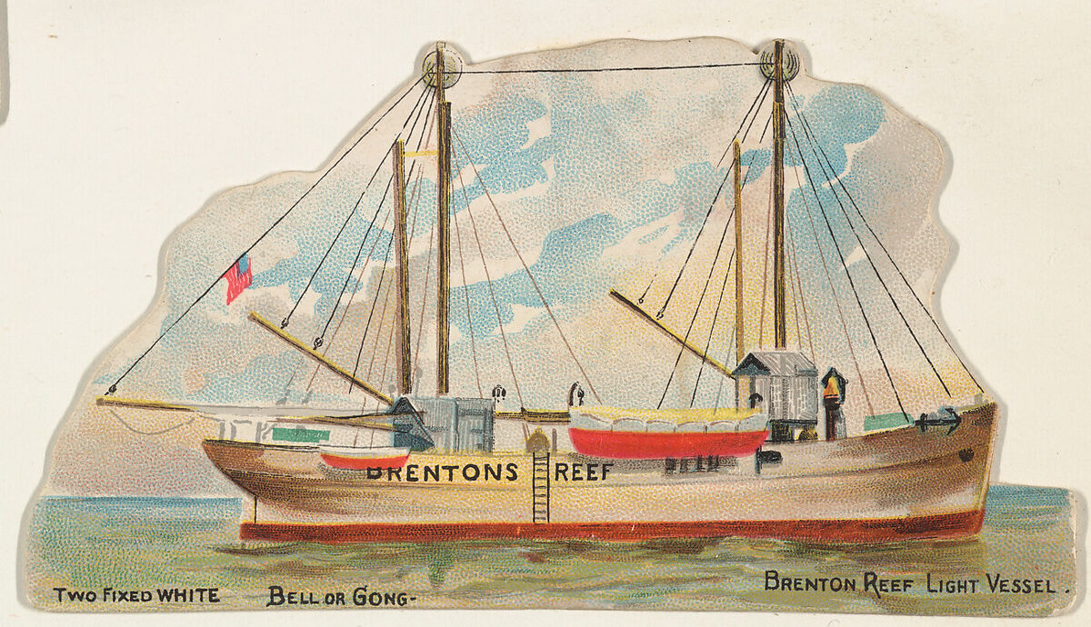 Brenton Reef Light Vessel, from the Lighthouses series (N119) issued by Duke Sons & Co. to promote Honest Long Cut Tobacco, Issued by W. Duke, Sons &amp; Co. (New York and Durham, N.C.), Commercial color lithograph 