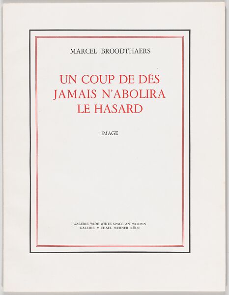Un coup de dés jamais n'abolira le hasard  [A Throw of the Dice Will Never Abolish Chance], Marcel Broodthaers (Belgian, Brussels 1924–1976 Cologne), Artist's book
