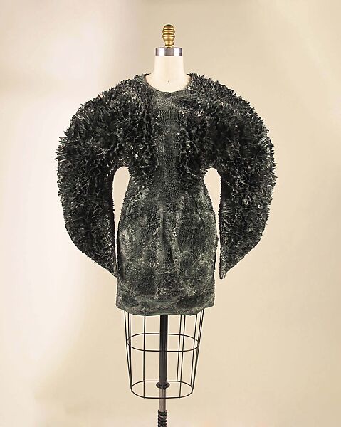 Dress, Iris van Herpen (Dutch, founded 2007), plastic (polyurethane), cotton, metal (iron filings), Dutch 