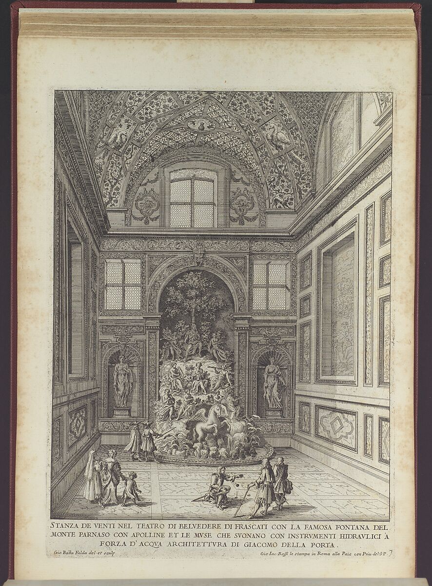 Stanza de Venti nel Teatro di Belvedere di Frascati (...), from 'La Fontane di Roma nelle Piazze e Luoghi Publici (...)', part 2, 'Le fontane delle ville di Frascati' (plate 7), Giovanni Battista Falda (Italian, Valduggia 1643–1678 Rome), Etching 