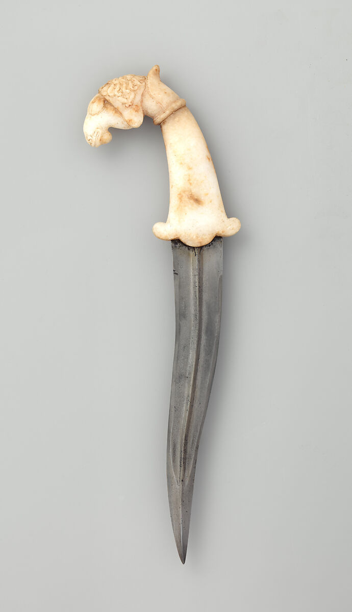 Dagger (Khanjar), Stone (probably marble), steel, Indian 