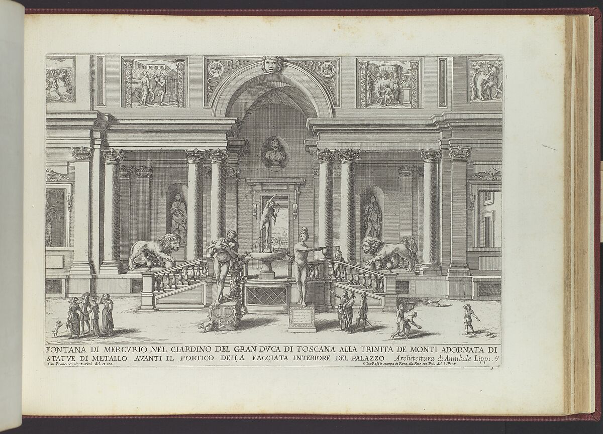 Fontana di Mercurio nel Giardino del Gran Duca di Toscana (...), from 'La Fontane di Roma nelle Piazze e Luoghi Publici (...)', part 3, 'Le Fontane ne' Palazzi di Roma' (plate 9), Giovanni Francesco Venturini (Italian, active ca. 1650–1700), Etching 