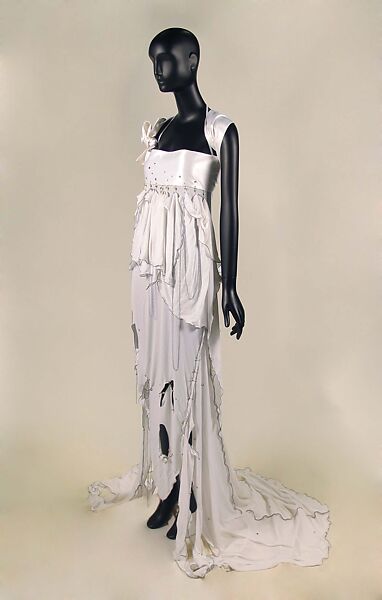 Wedding dress, Zandra Rhodes (British, founded 1969), Nylon, rayon, metal, glass, British